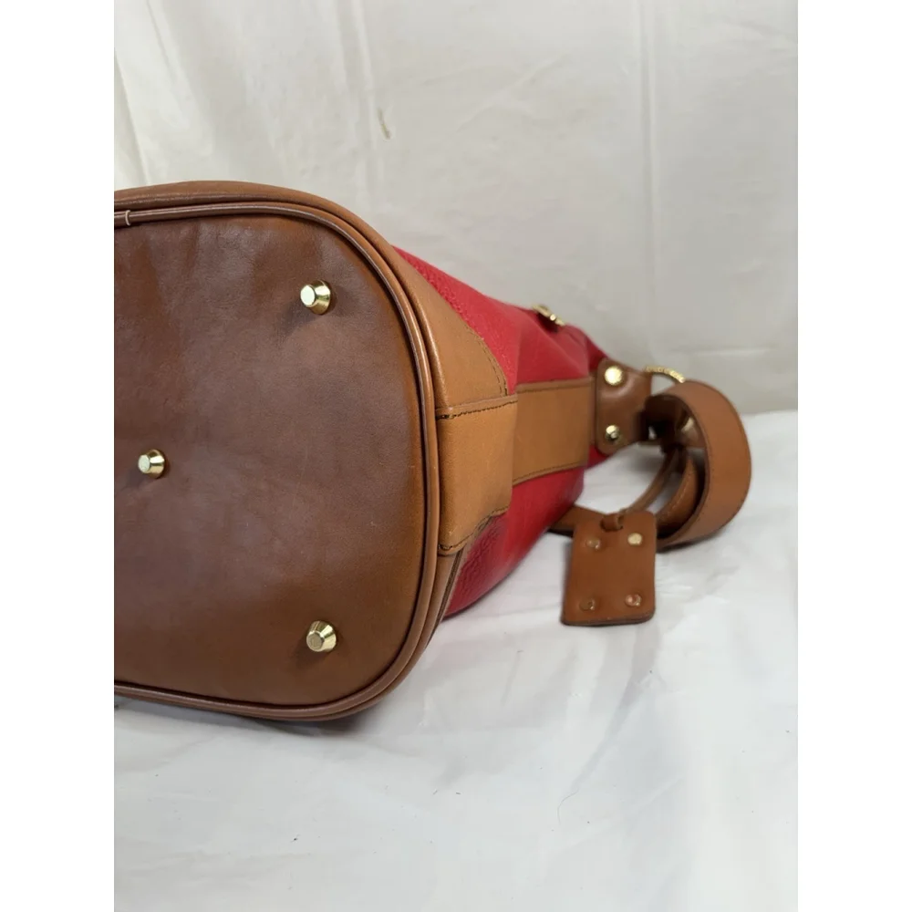 VALENTINA Red tan Leather convertible bucket bag hobo